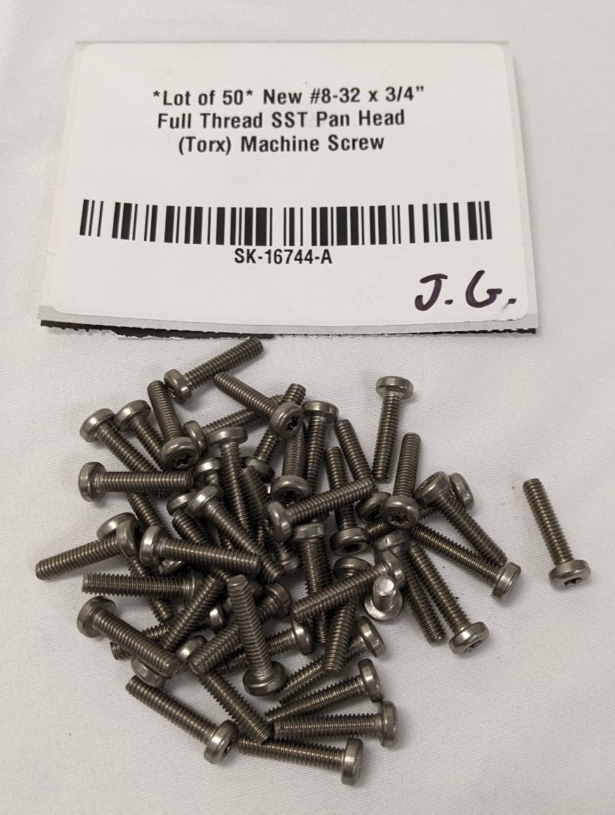 *Lot of 50* New #8-32 x 3/4" Full Thread SST Pan Head (Torx) Machine Screw