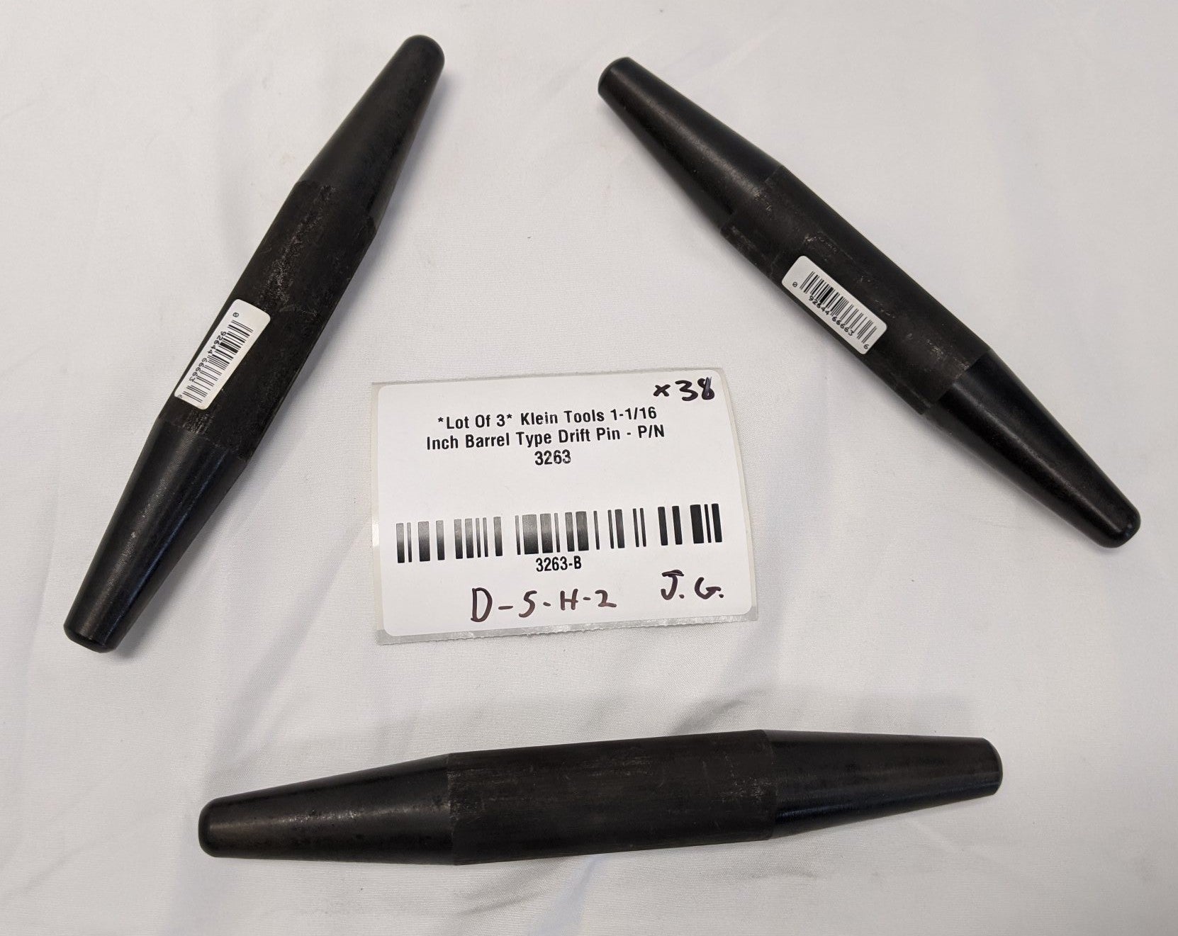 Klein Barrel Drift Pin 1-1/16" - Lot of 3 - 8" Steel - 3263