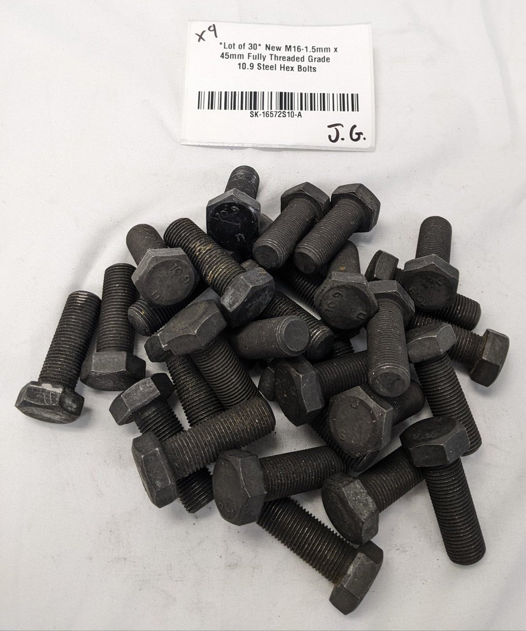 *Lot of 30* New M16-1.5mm x 45mm Fully Threaded Grade 10.9 Steel Hex Bolts