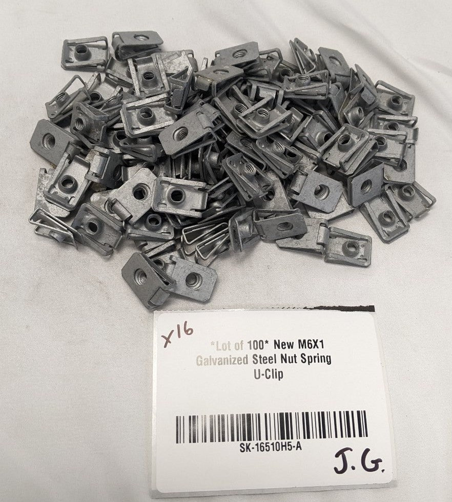 100 M6X1 Galvanized Steel Spring U-Clip Nuts