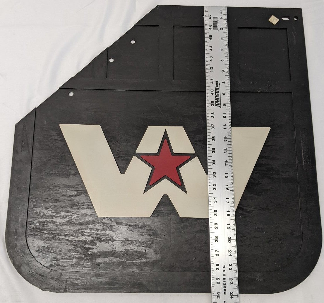 Western Star 24" LH Mitered Black Mud Flap Logo 22-69681-006