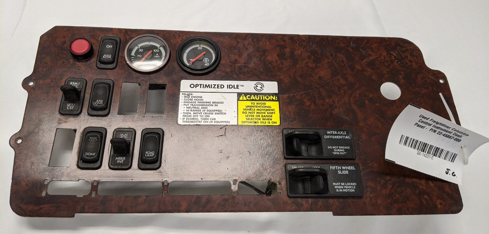 Used Freightliner Columbia Central Instrument Dash Panel -  P/N 22-45867-000