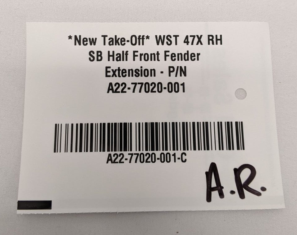 *New Take-Off* WST 47X SB RH Half Front Fender Extension - P/N A22-77020-001