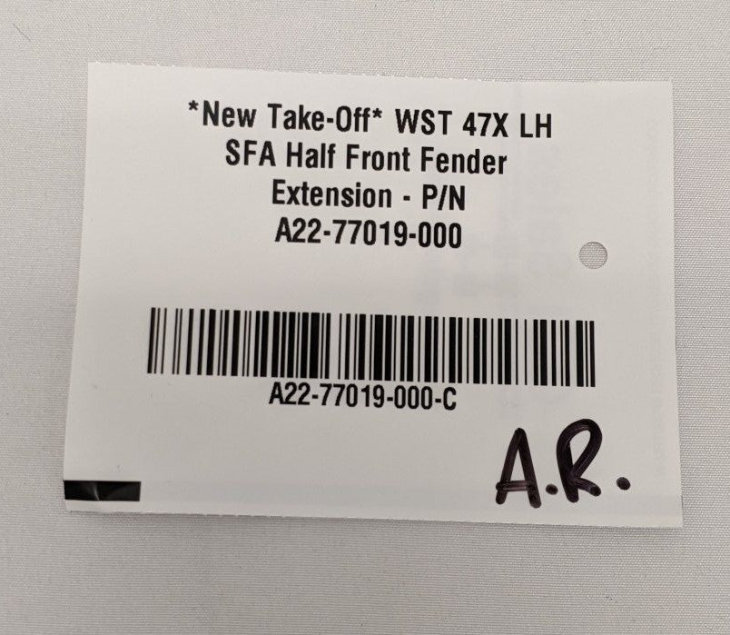 *New Take-Off* WST 47X SFA LH Half Front Fender Extension - P/N A22-77019-000