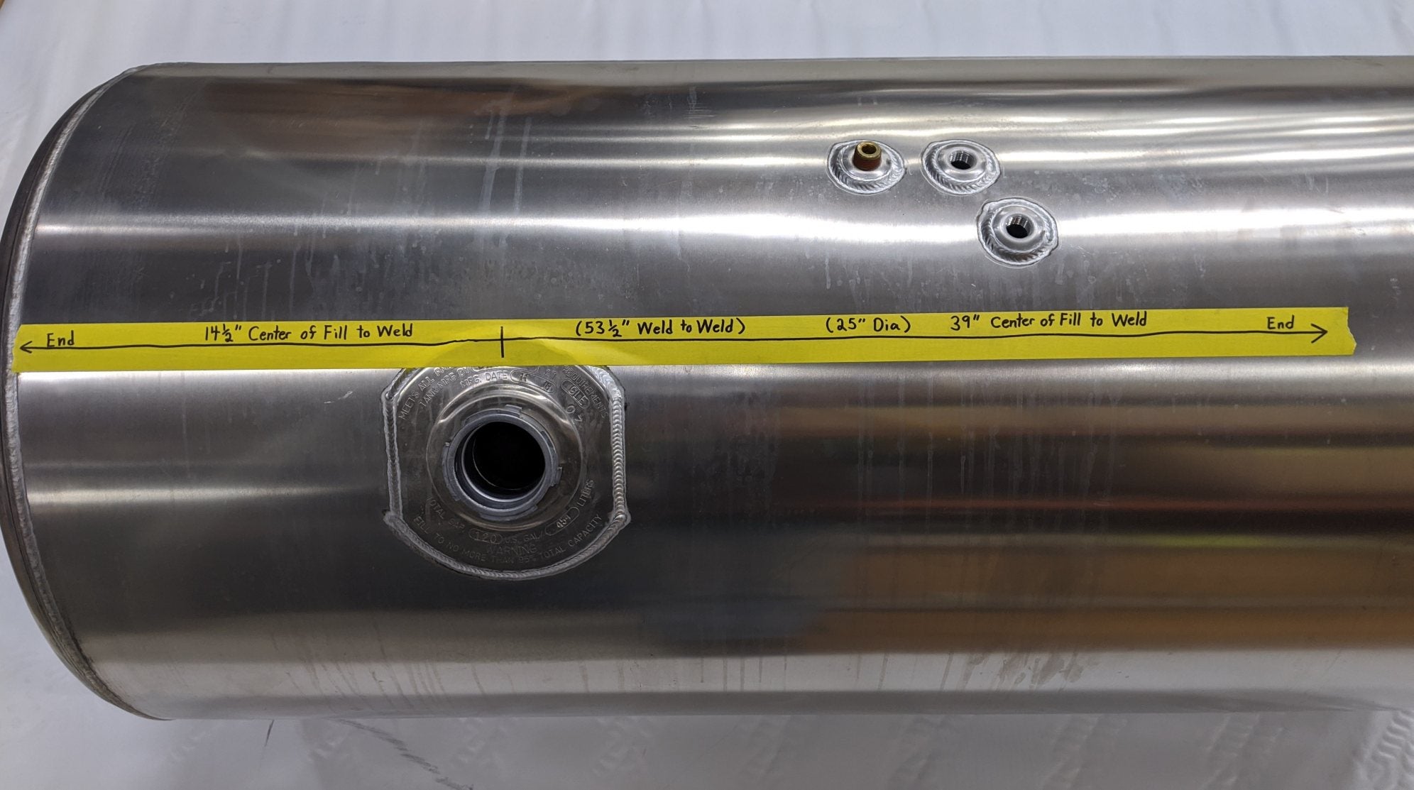 Freightliner RH 120 Gal. 25" Dia. 39" Fill 53 1/2" Fuel Tank - P/N A03-40938-391 (9904414392636)