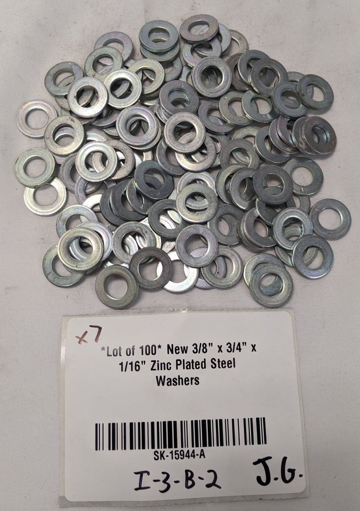 *Lot of 100* New 3/8" x 3/4" x 1/16" Zinc Plated Steel Washers