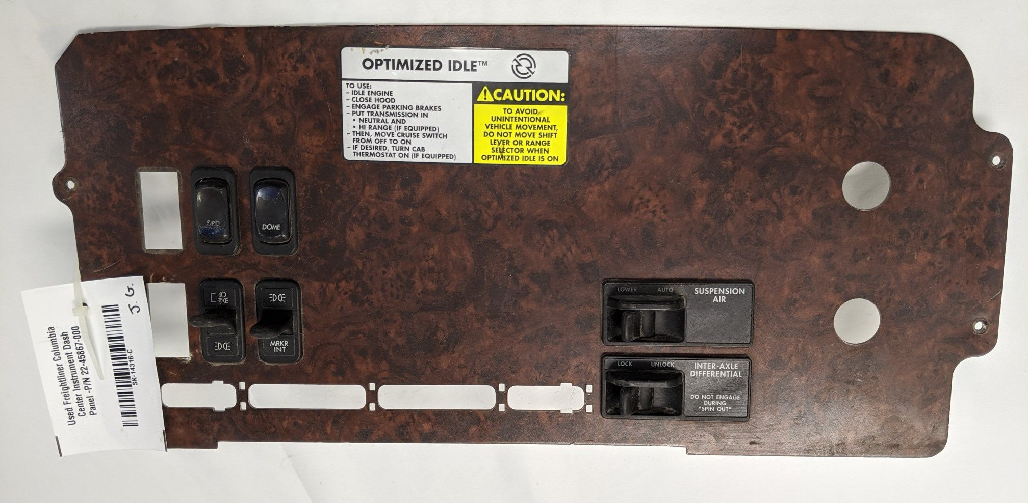 Used Freightliner Columbia Center Instrument Dash Panel -P/N 22-45867-000