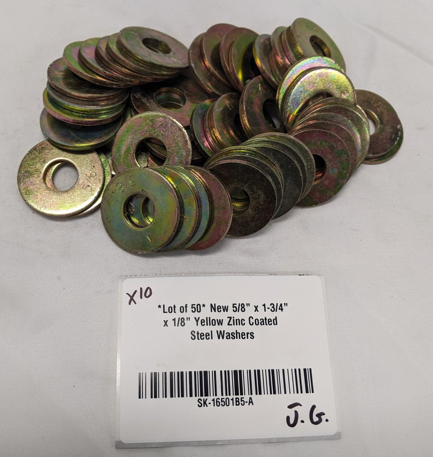 50 Yellow Zinc Steel Flat Washers 5/8"