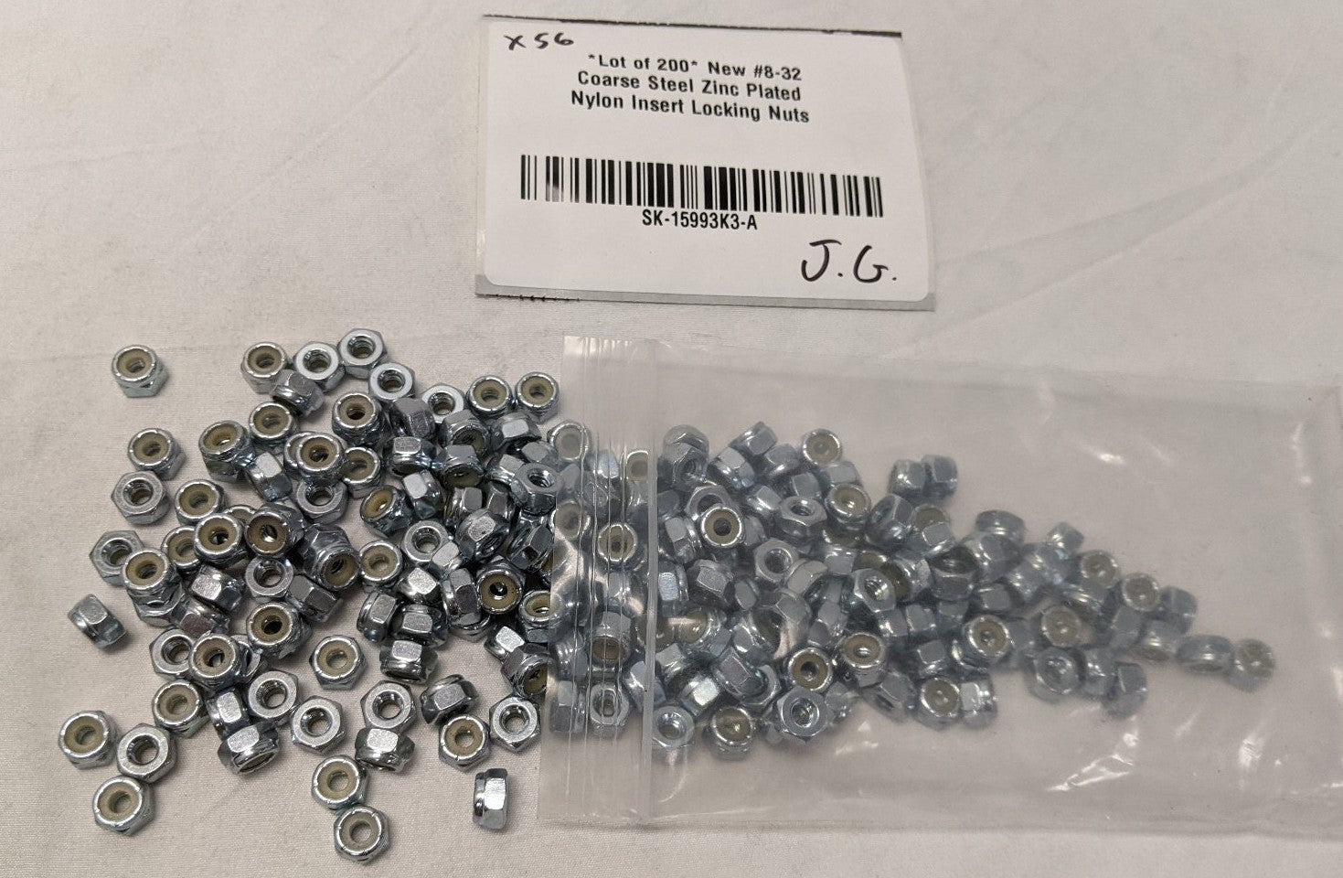 #8-32 Zinc Plated Nylon Insert Lock Nuts - Lot of 200 - Grade 8 Coarse Thread Nylock