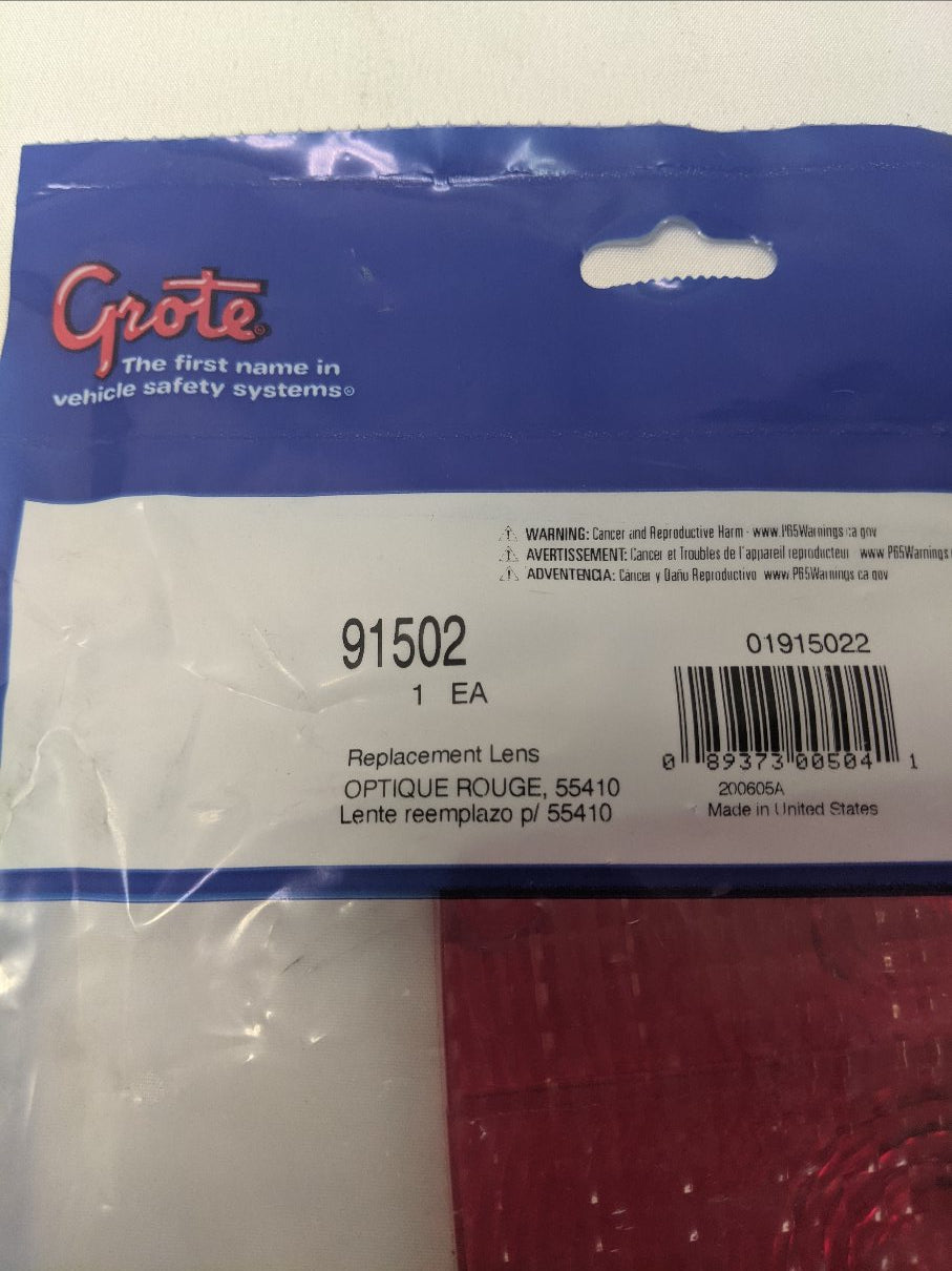 Grote Red Rear Tail Light Lens - Lot of 2 - GRO 91502 (New)