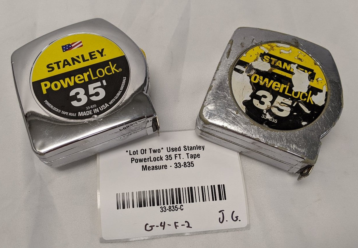 Stanley PowerLock Tape Measure 35 FT Lot of 2 - 1" Blade Belt Clip 33-835