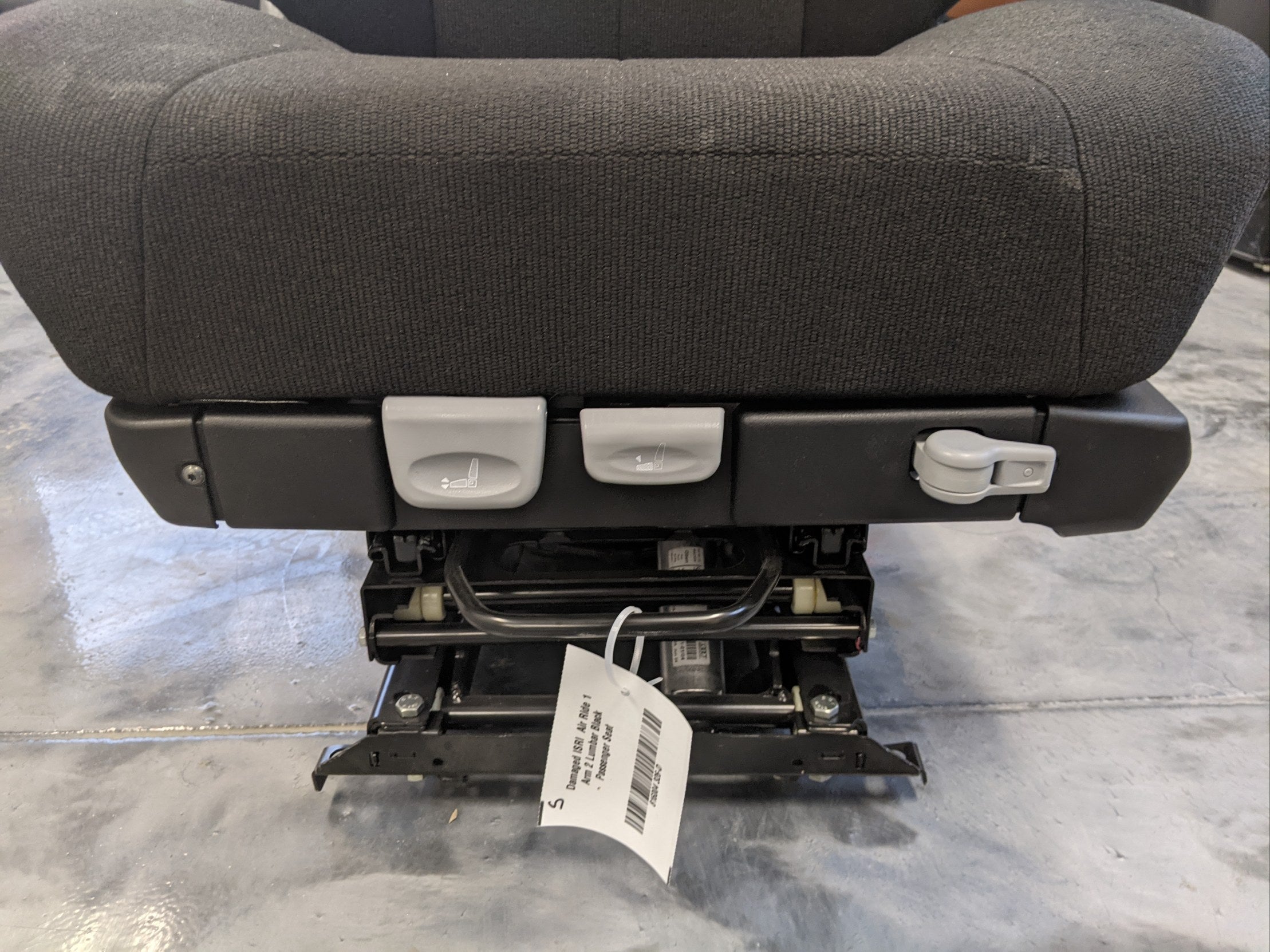Damaged ISRI  Air Ride 1 Arm 2 Lumbar Black Passenger Seat -P/N ISR 816004 326 (9995468144956)