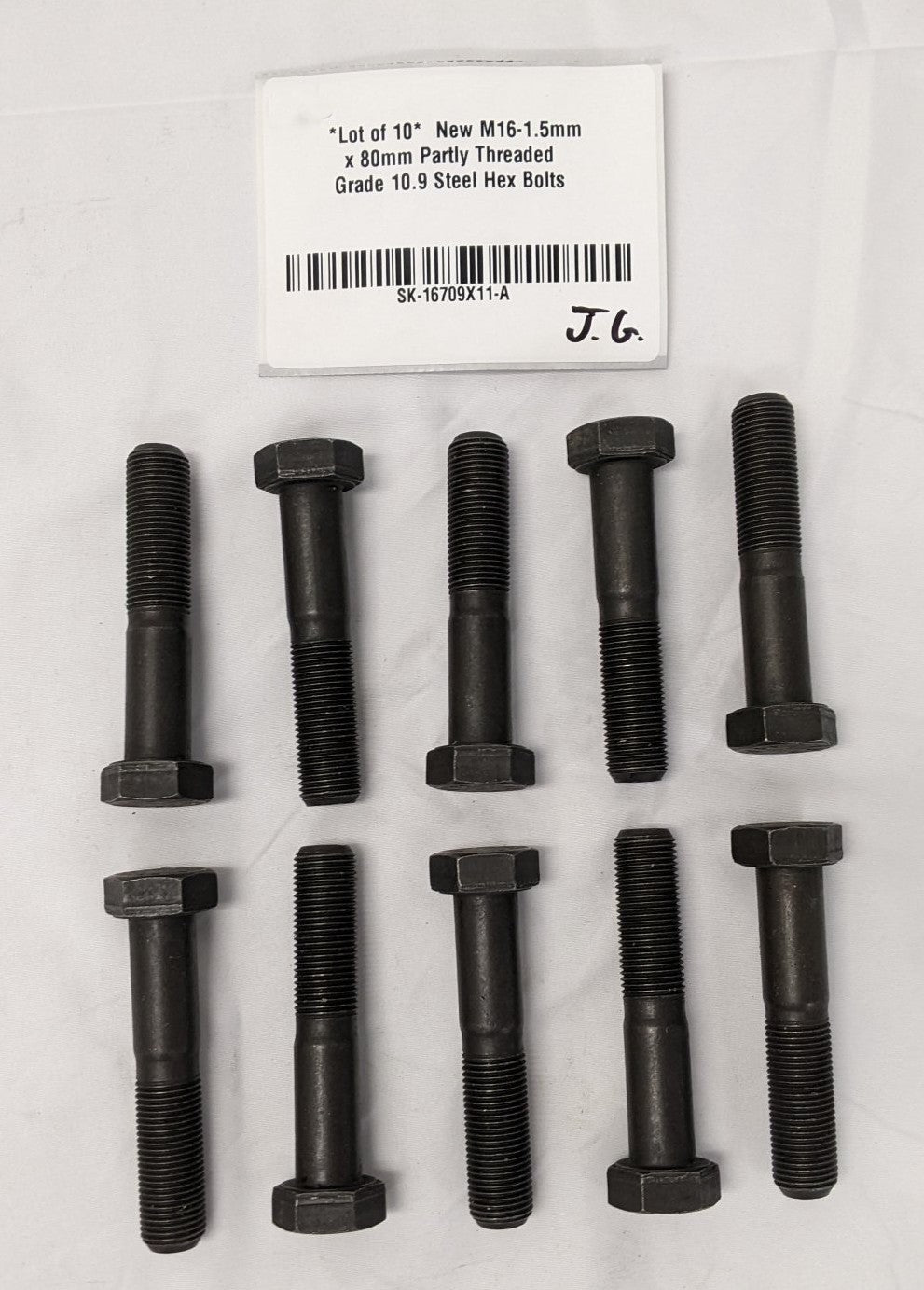 Lot/10 M16-1.5x80mm Grade 10.9 Black Oxide Hex Bolts