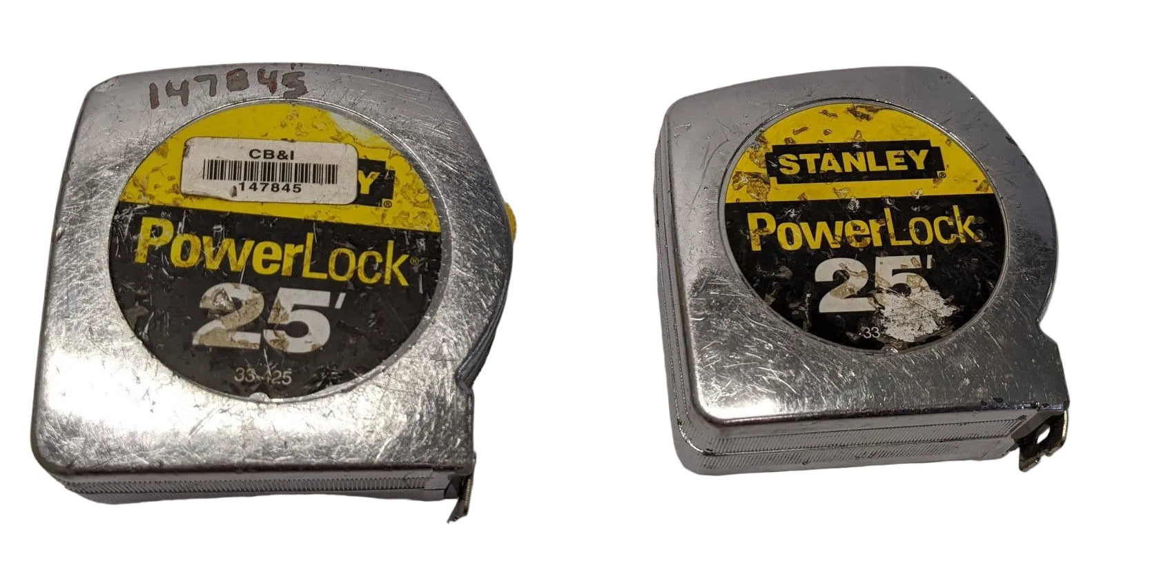 Stanley PowerLock Tape Measure 35 FT Lot of 2 - 1" Blade Belt Clip 33-425