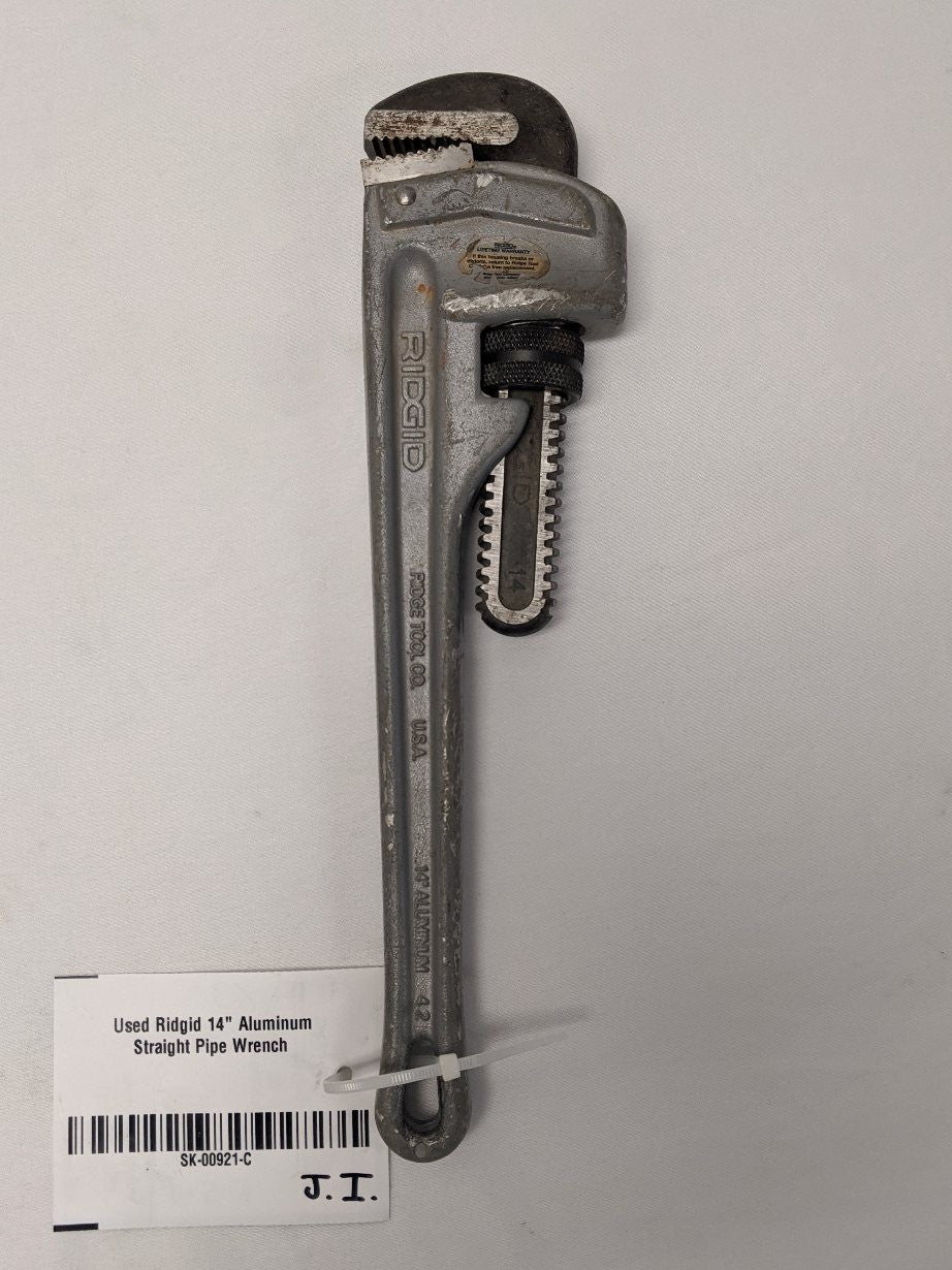 Used Ridgid 14" Aluminum Straight Pipe Wrench
