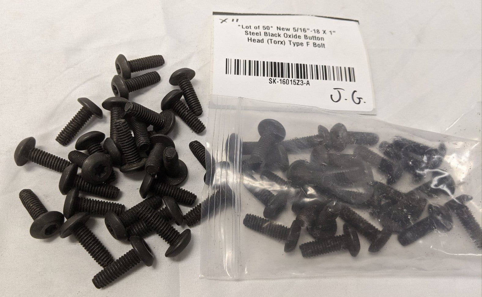 5/16"-18 x 1" Button Head Torx Bolts - Lot of 50 - Black Oxide Steel