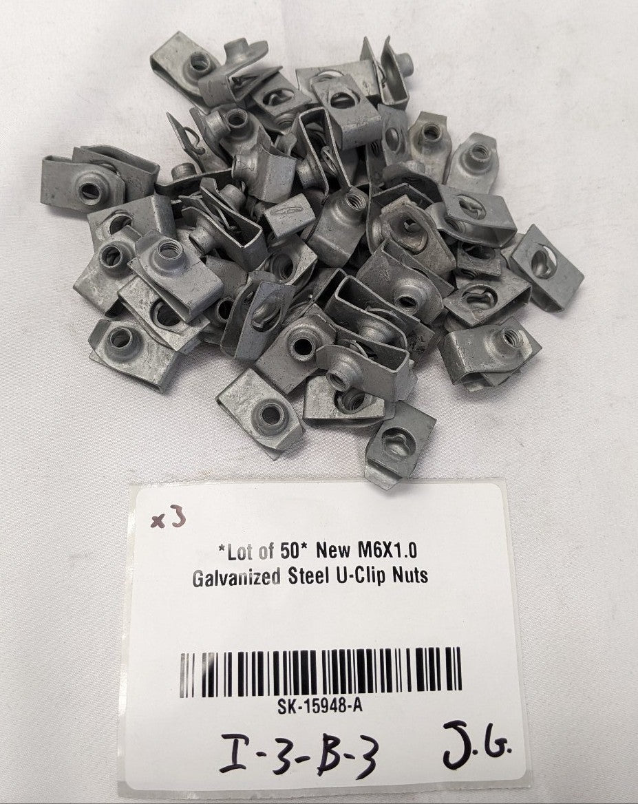 M6x1.0 Galvanized Steel U-Clip Nuts Lot/50
