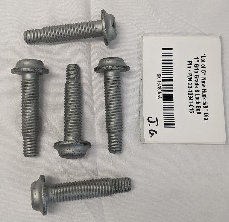 *Lot of 5* New Huck 5/8" Dia. 1" Grip Grade 8 Lock Bolt Pin - P/N 23-13941-016