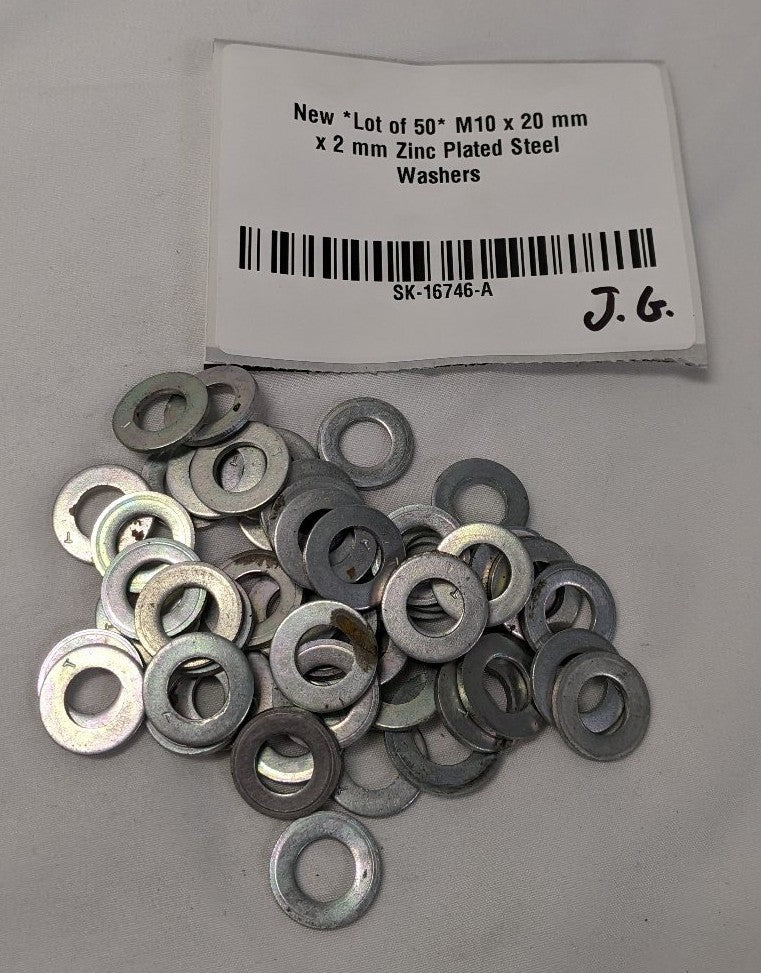 *Lot of 50* M10 x 20 mm x 2 mm Zinc Plated Steel Washers