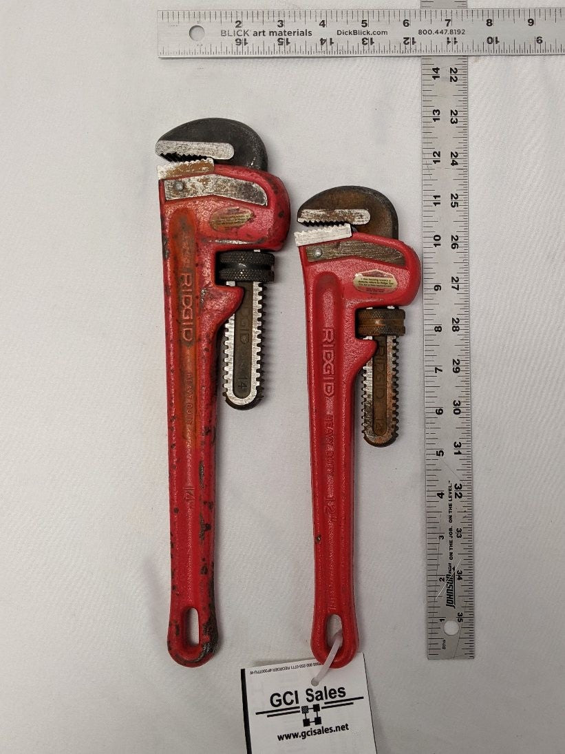 *Lot Of 2* Used Ridgid 12", 14" Steel Straight Pipe Wrenches