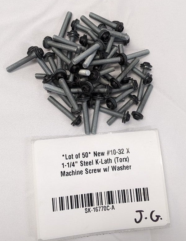 *Lot of 50* New #10-32 X 1-1/4" Steel K-Lath (Torx) Machine Screw w/ Washer