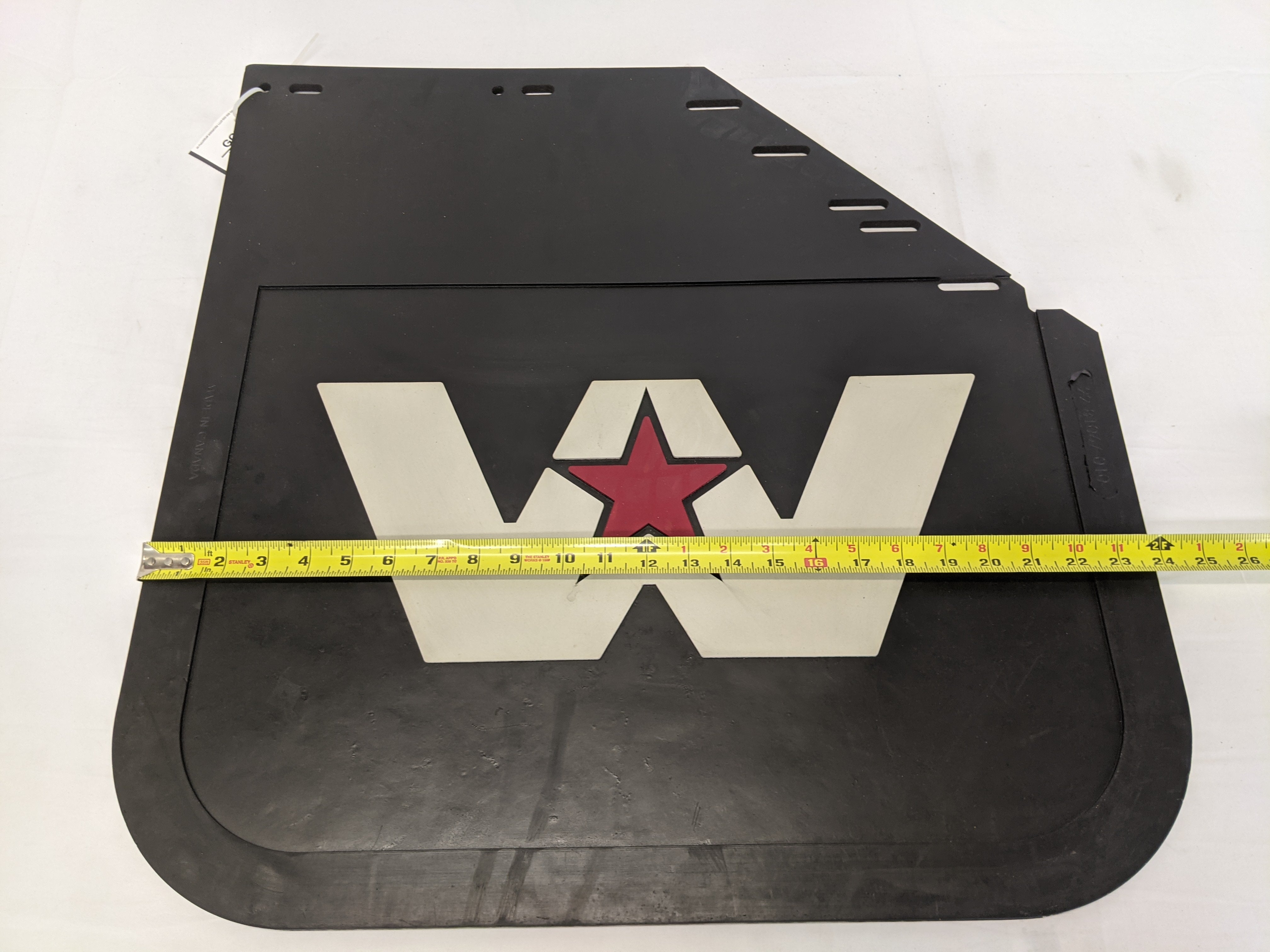 Western Star RH 24 Inch Rear Wheel Mud Flap w/ Logo - P/N  22-81067-010 (10140322562364)