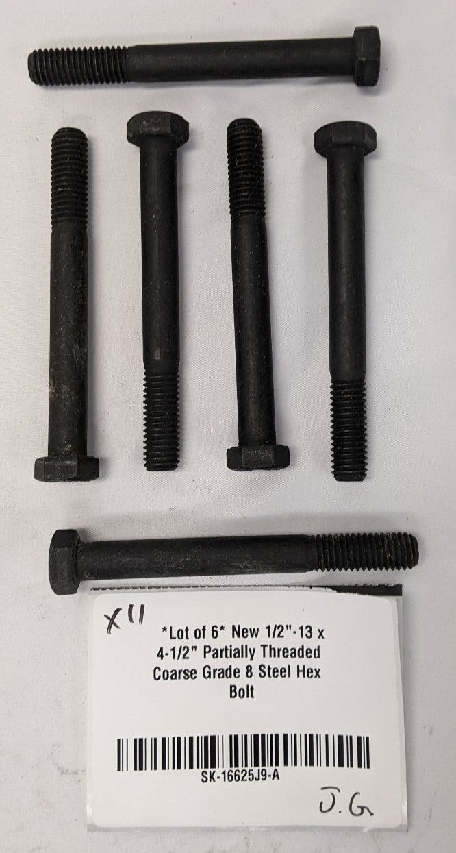 1/2"-13 x 4-1/2" Grade 8 Hex Bolts Black Oxide Lot/6 | SK-16625J9-A