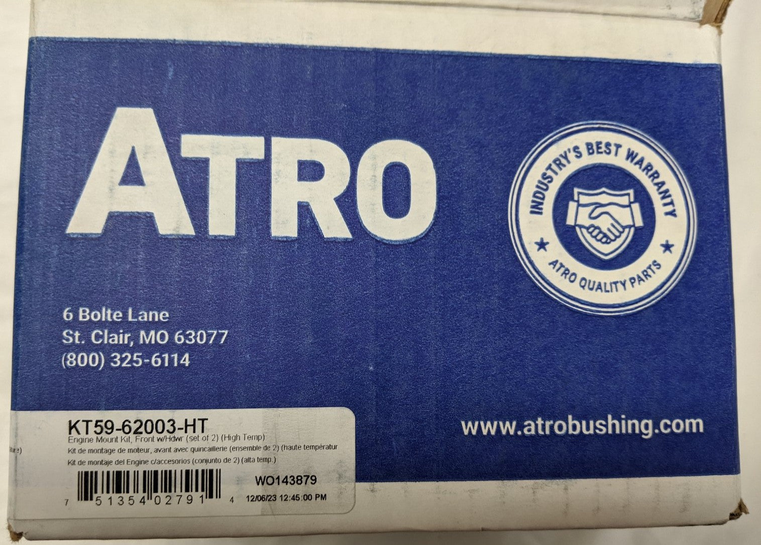 New Atro Front Engine Mount Kit w/ Hardware - P/N KT59-62003-HT