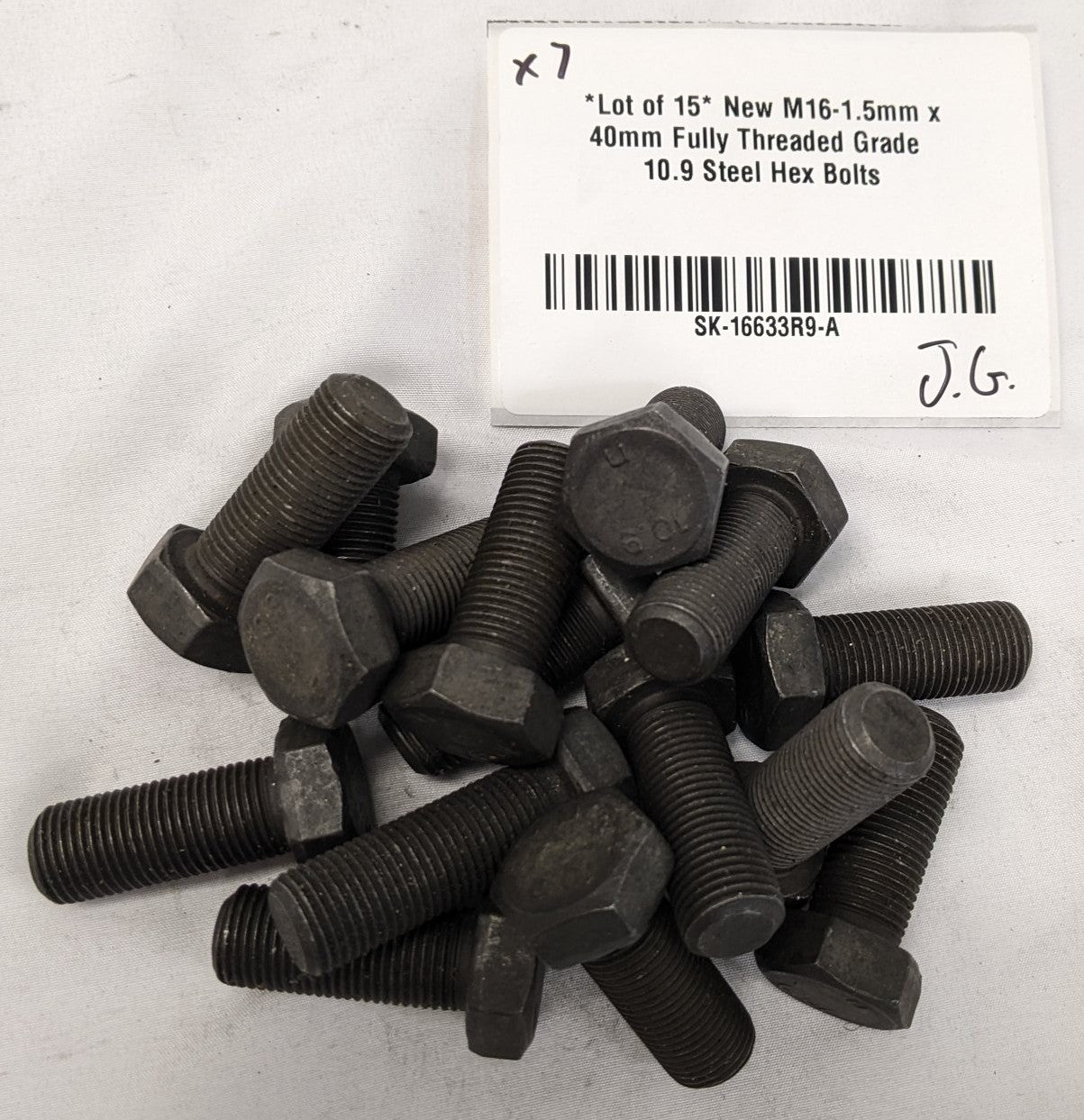 M16-1.5mm x 40mm Fine Thread Grade 10.9 Hex Bolts | Lot/15