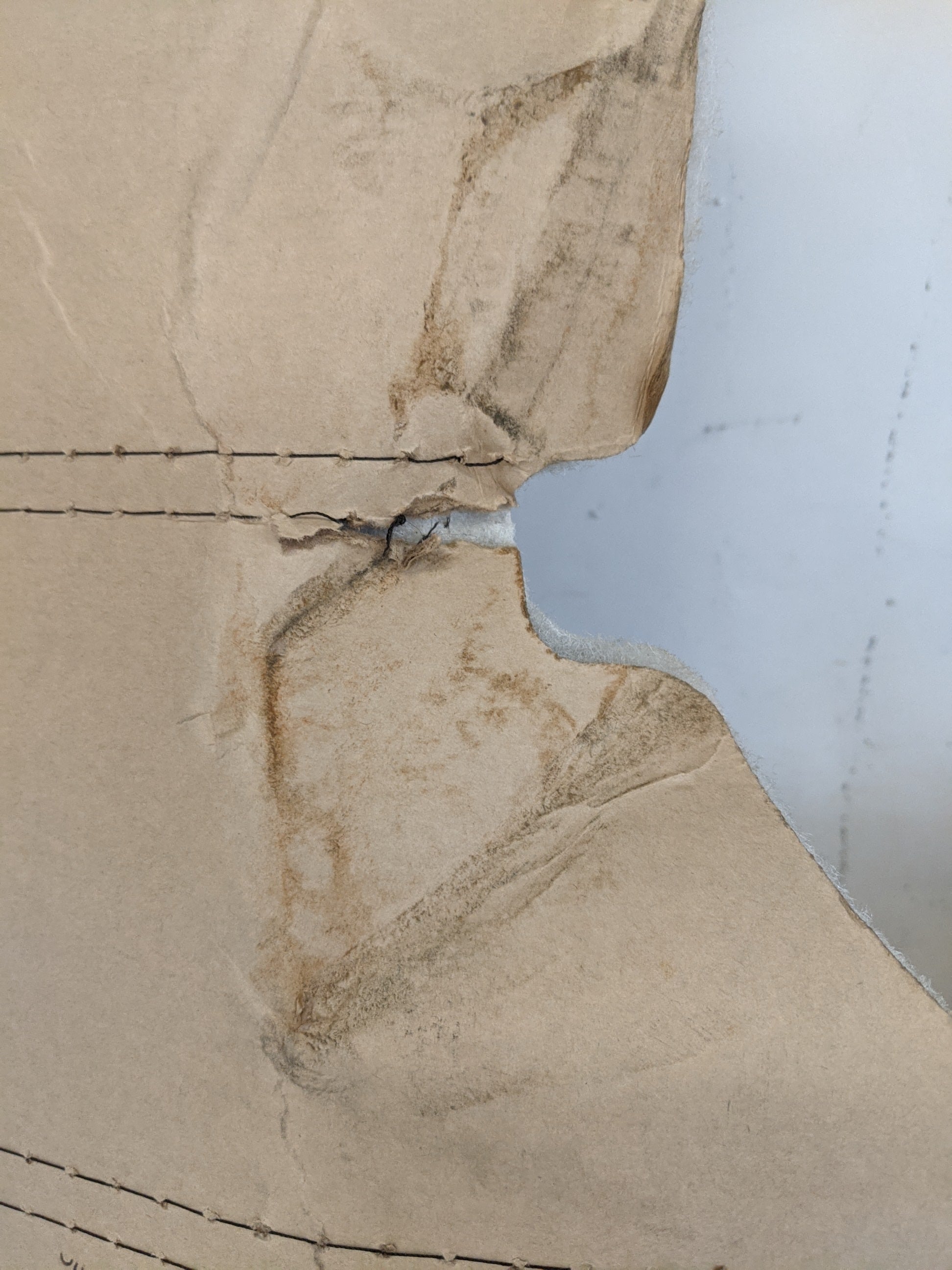 Damaged Freightliner RH Brown TV Arm Upholstery Trim - P/N  A18-69091-701 (8365595820348)