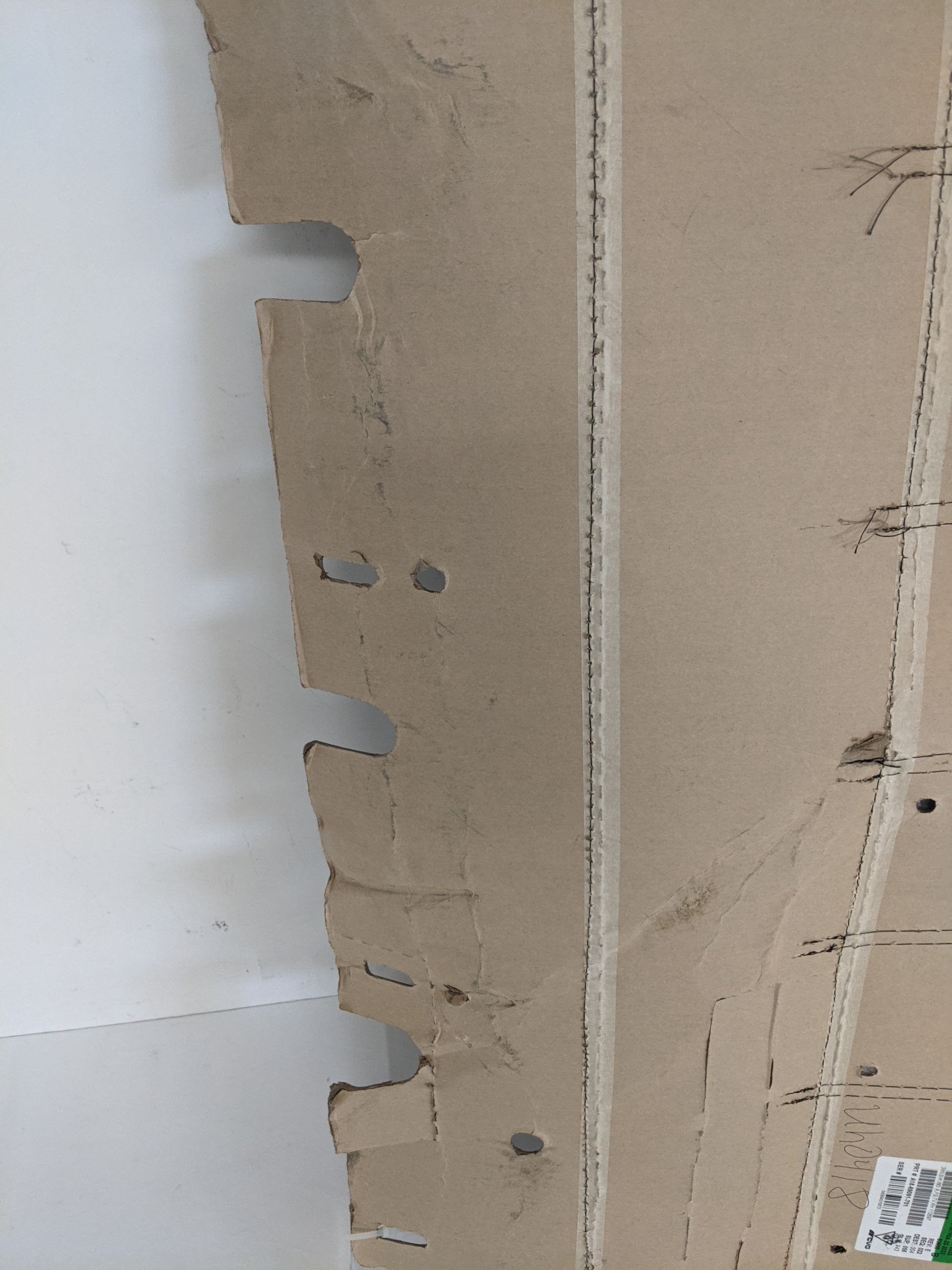 Damaged Freightliner RH Brown TV Arm Upholstery Trim - P/N  A18-69091-701 (8365595820348)
