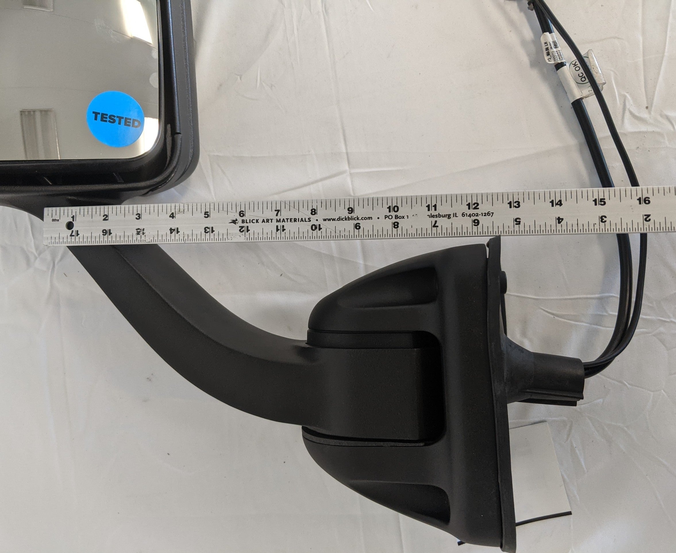 Damaged Freightliner P3 LH Black Rearview Mirror Assy - P/N  A22-69637-014 (8336756572476)