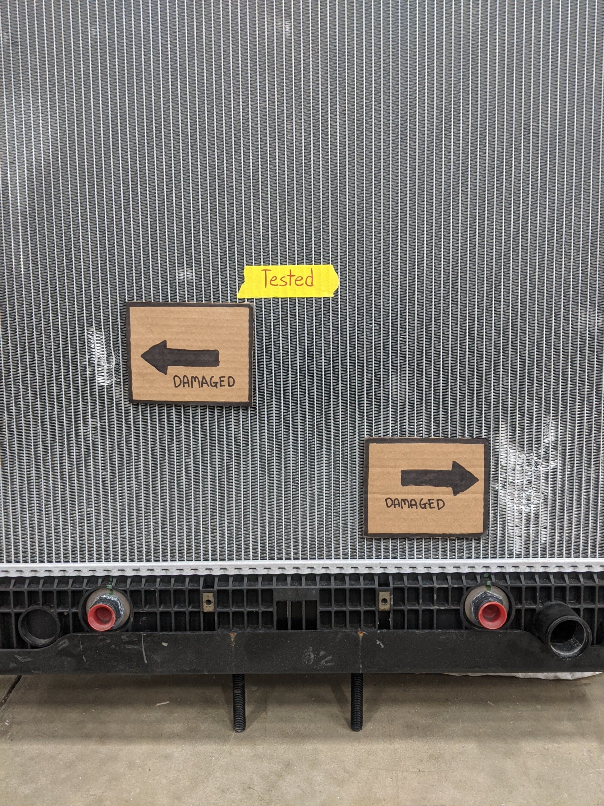 Damaged Freightliner 38 ¾" x 33 ¼" x 2" Radiator w/ Oil Cooler P/N  CB322004 (8804302750012)