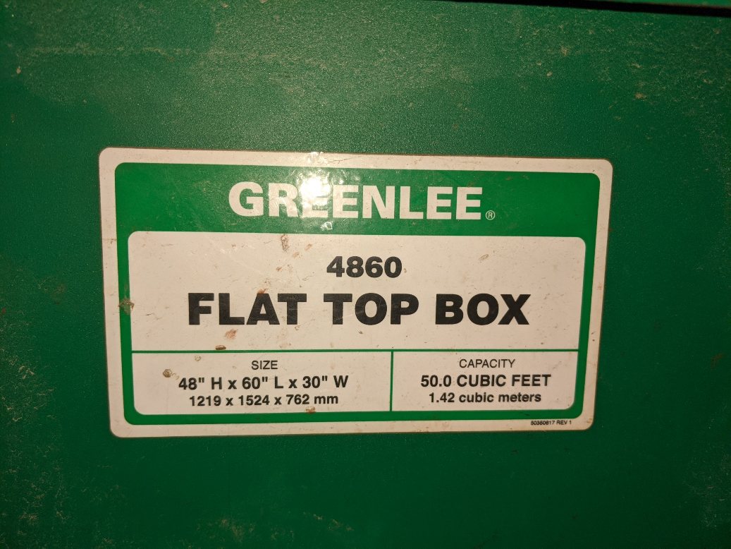 Used Greenlee 48" x 60" x 30" Flat Top Tool Storage Box W/ Piano Lid - P/N  4860 (4503572414550)