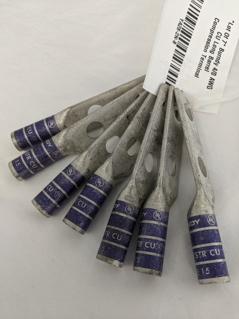 *Lot Of 7* Burndy 4/0 AWG CU Long Barrel Compression Terminal - P/N  YA28-2N (8553684074812)