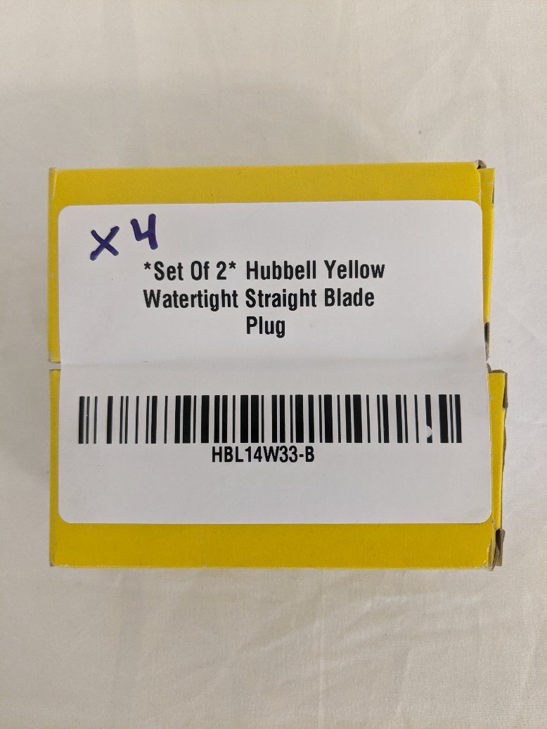 *Set Of 2* Hubbell Yellow Watertight Straight Blade Plug - P/N: HBL14W33 (8534406988092)