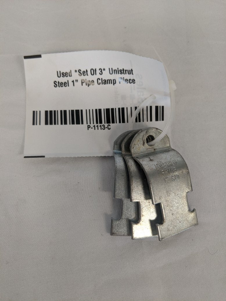 Used *Set Of 3* Unistrut Steel 1" Pipe Clamp Piece - P/N  P-1113 (8549225300284)