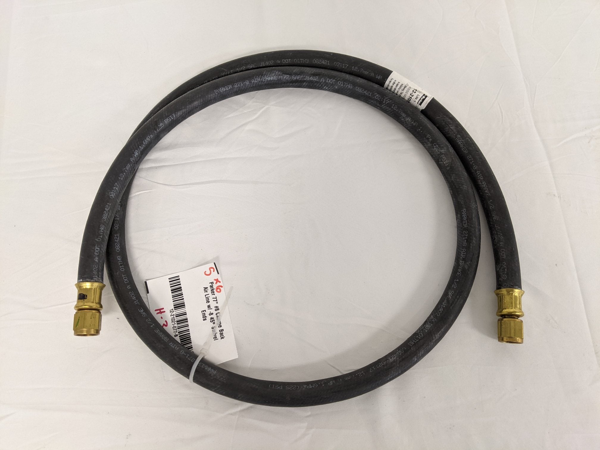 Parker 77" #8 Charge Back Air Line w/ -8 45° Swivel Ends - P/N: 12-21021-077 (8897644265788)