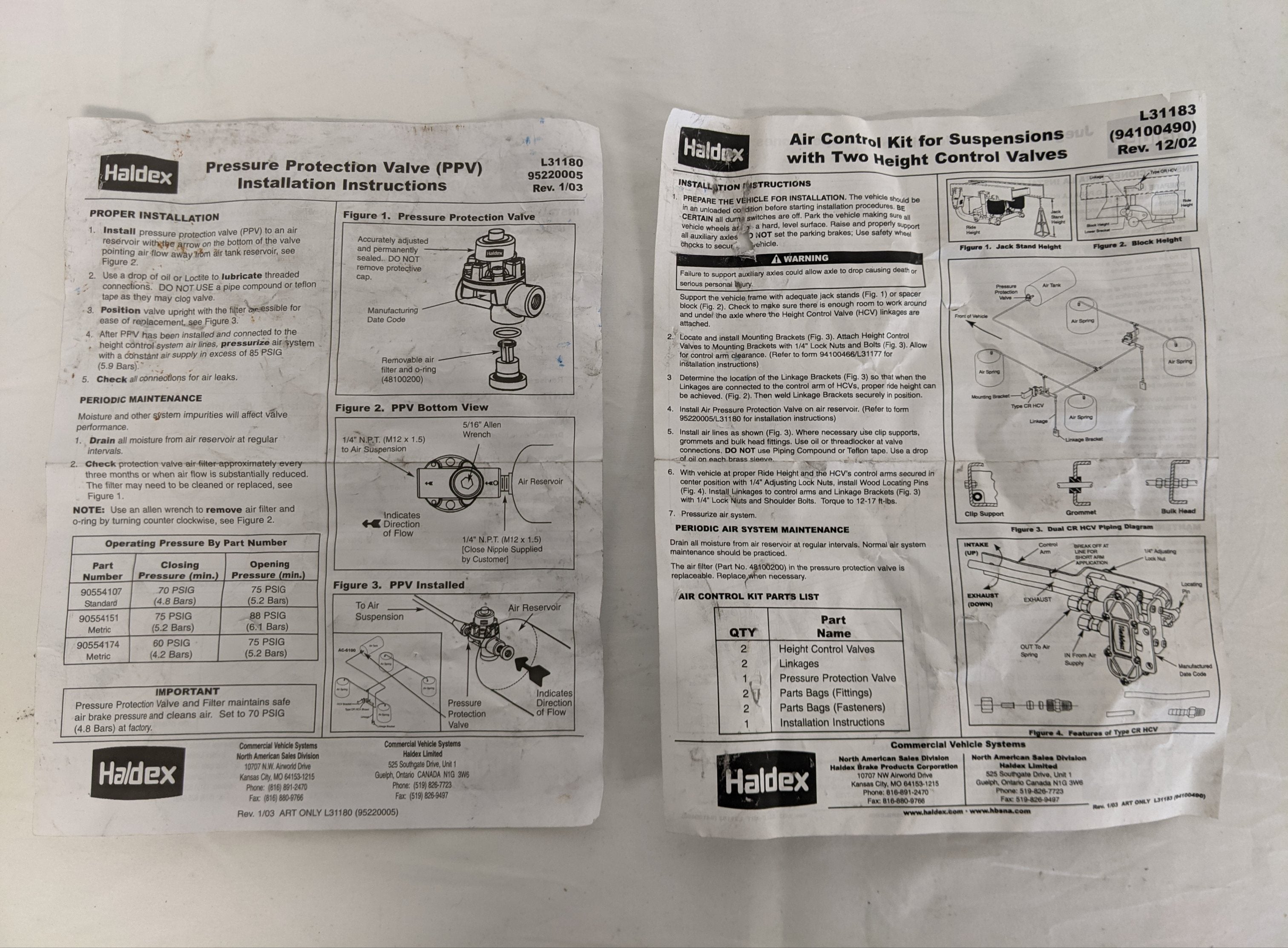 Haldex AC 3800 Remote Air Control Leveling Valve Kit - P/N  NEW42140000 (9038729773372)