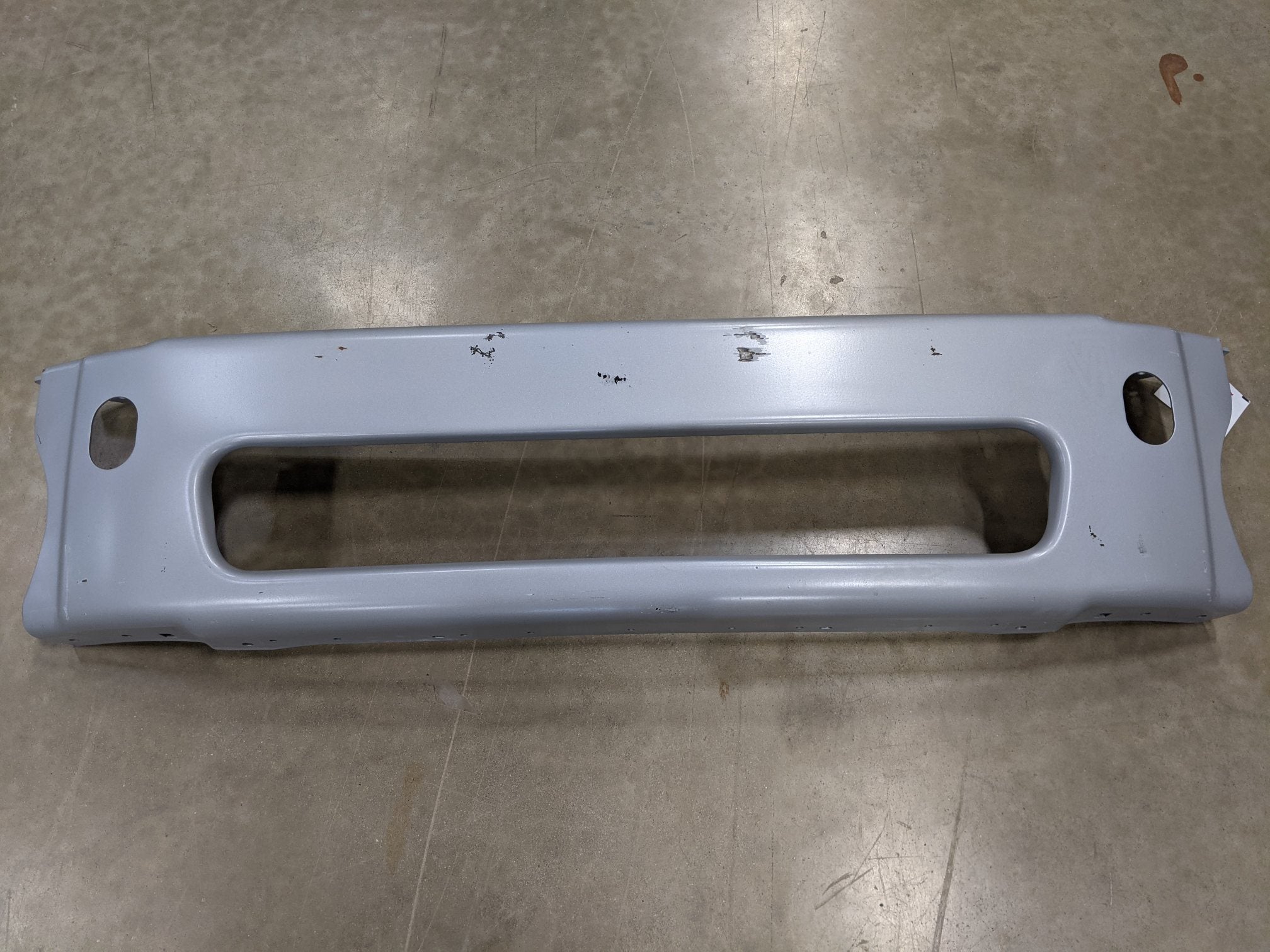 Damaged Freightliner M2 Gray Steel Center Bumper Piece - P/N A21-28386-016 (9059026272572)