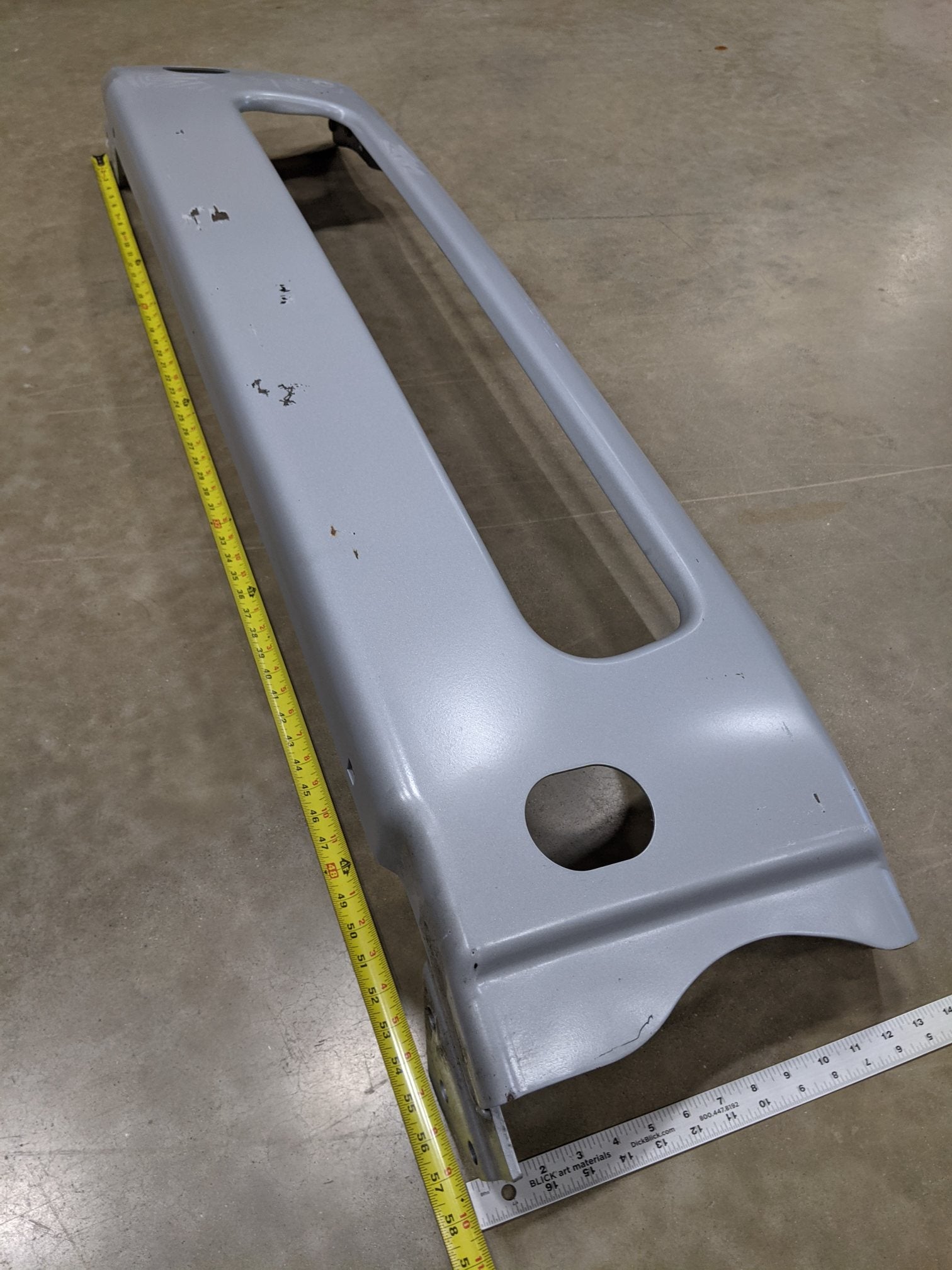 Damaged Freightliner M2 Gray Steel Center Bumper Piece - P/N A21-28386-016 (9059026272572)