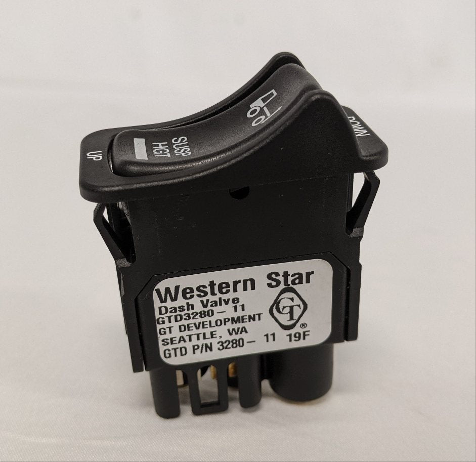 Western Star Height Suspension Dash MTD Air Valve Switch - P/N GTD 3280 11 (9358210728252)