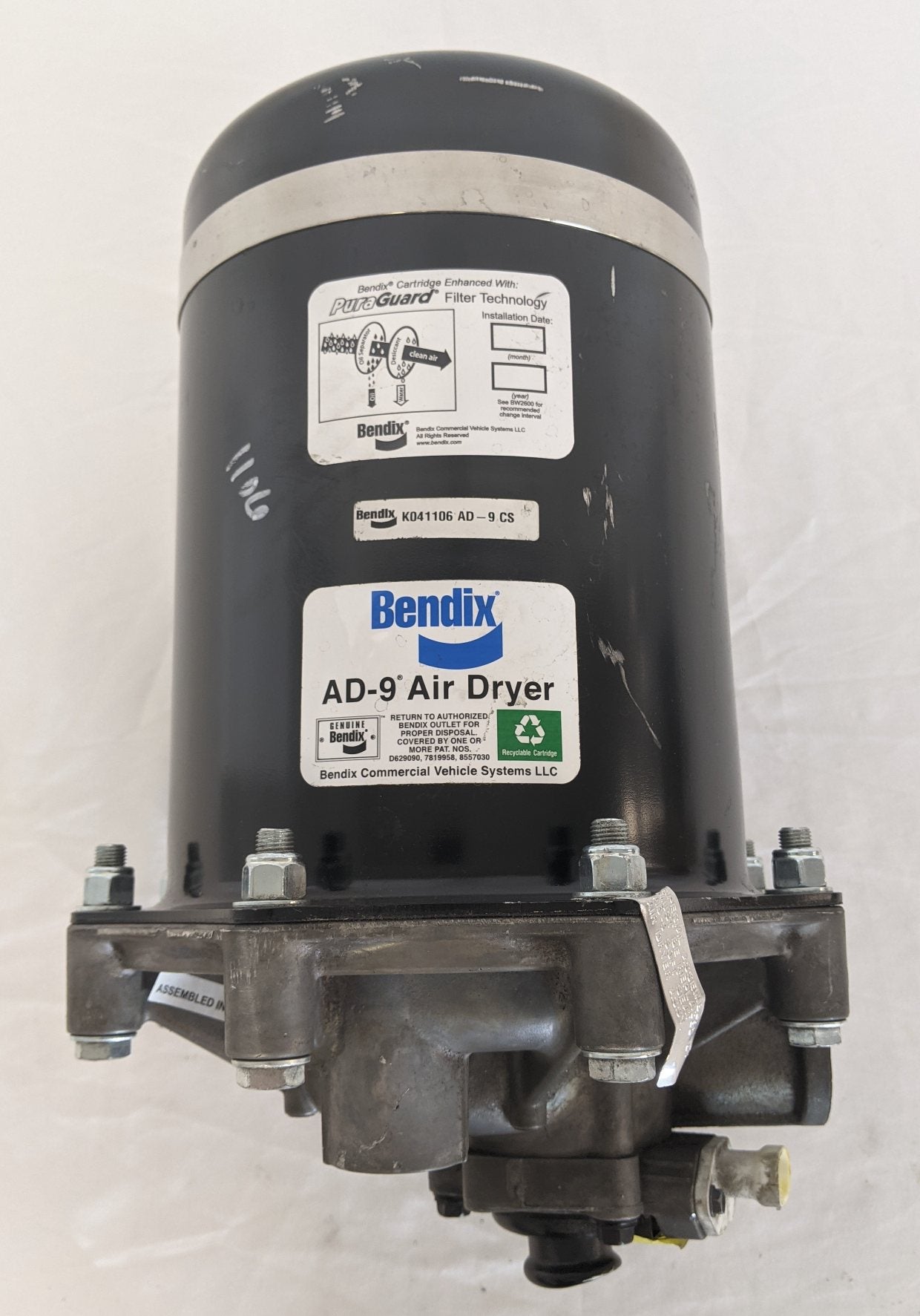 Bendix AD-9 270° Soft Seat Air Dryer w/ Drain & Check Valves - P/N BW K041107 (9320676852028)