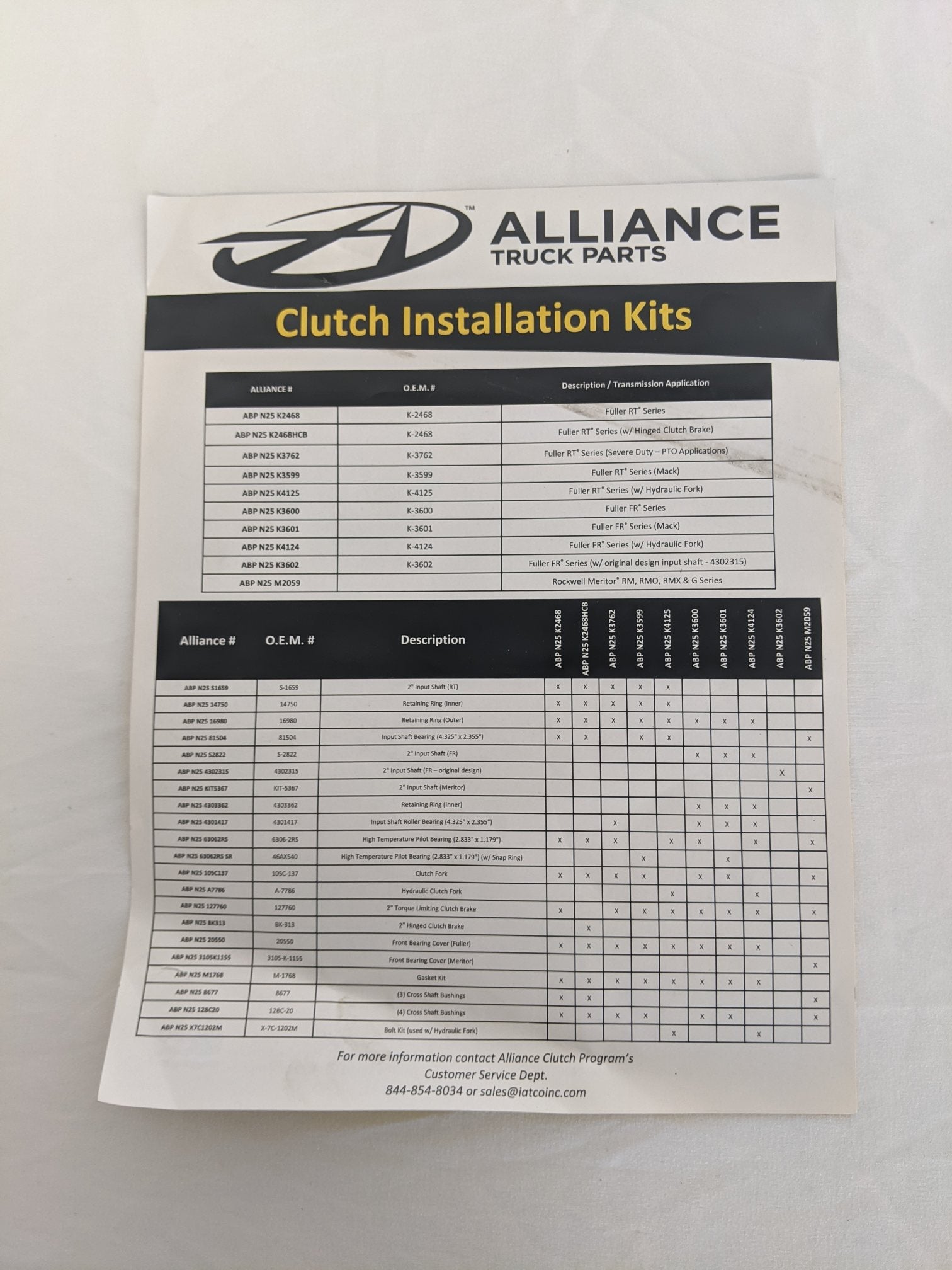 Alliance Fuller RT Clutch Installation Kit - P/N ABP N25K2468