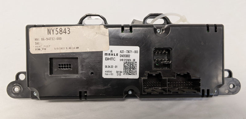 Used MAHLE Main Daycab HVAC Control - P/N  A22-73671-003 (9015370318140)