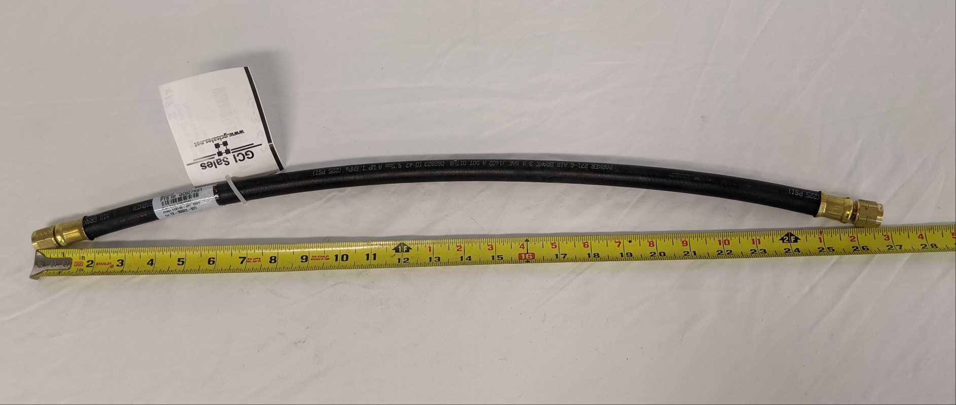 Parker 27" 271-6 Air Line Hose w/ (2) ⅜" SAE 45° Swivel Ends - P/N 12-20822-027 (9386240868668)