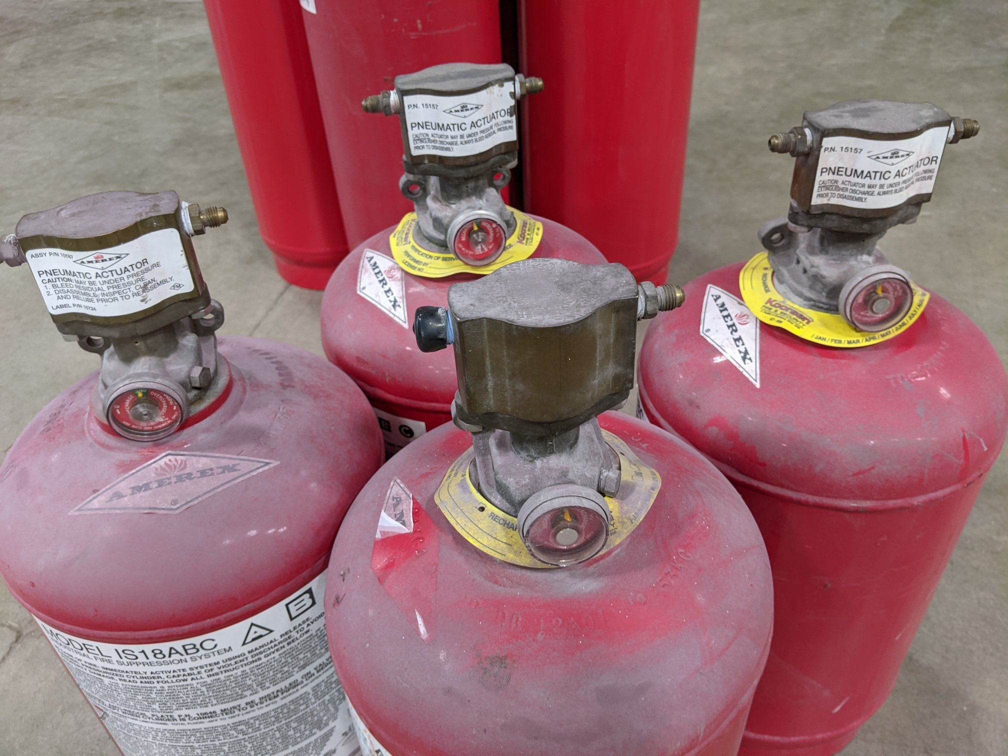 Lot of 8* Amerex Industrial Dry Chemical ABC Fire Extinguisher Cylind