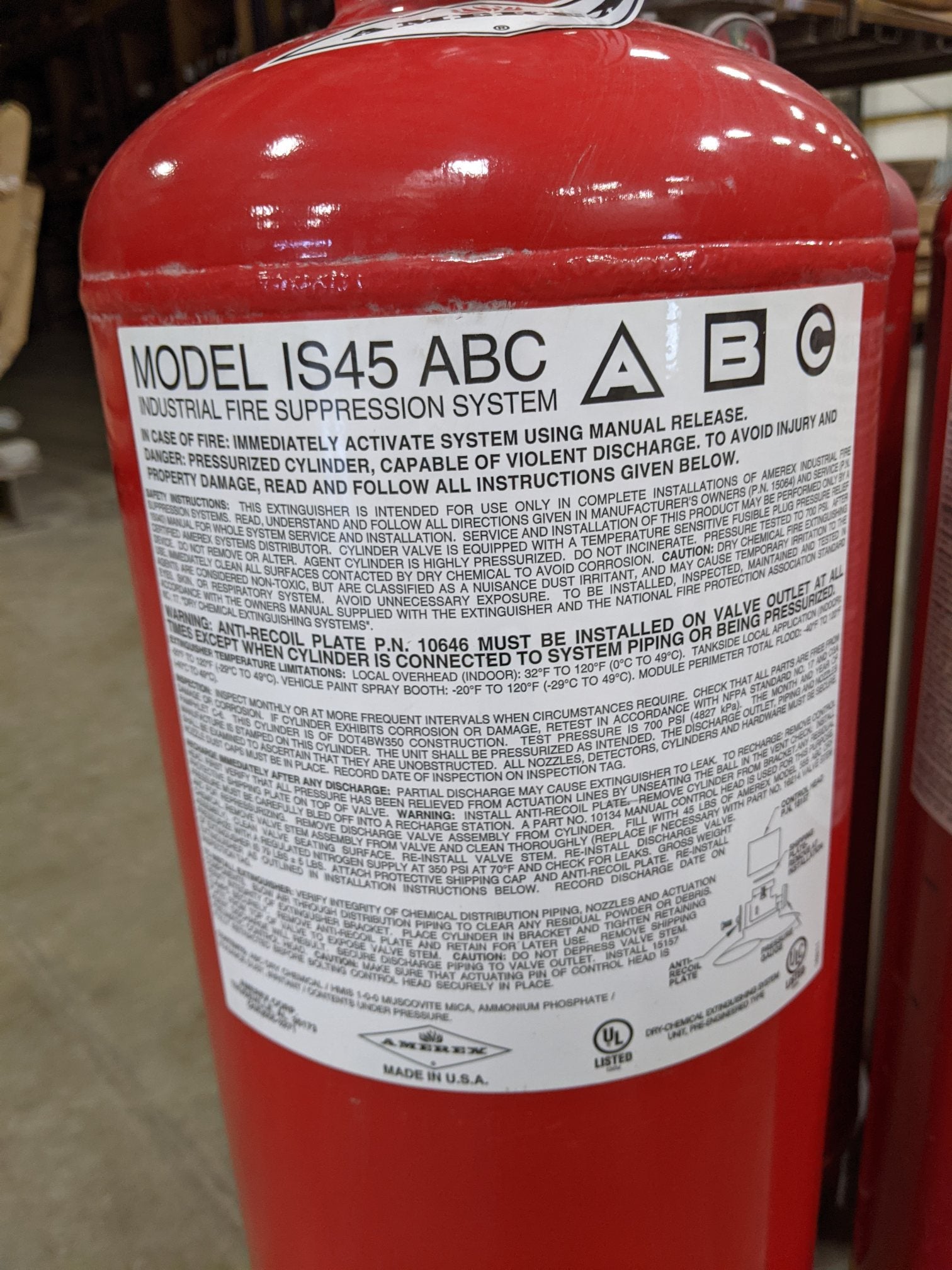 Lot of 8* Amerex Industrial Dry Chemical ABC Fire Extinguisher Cylind