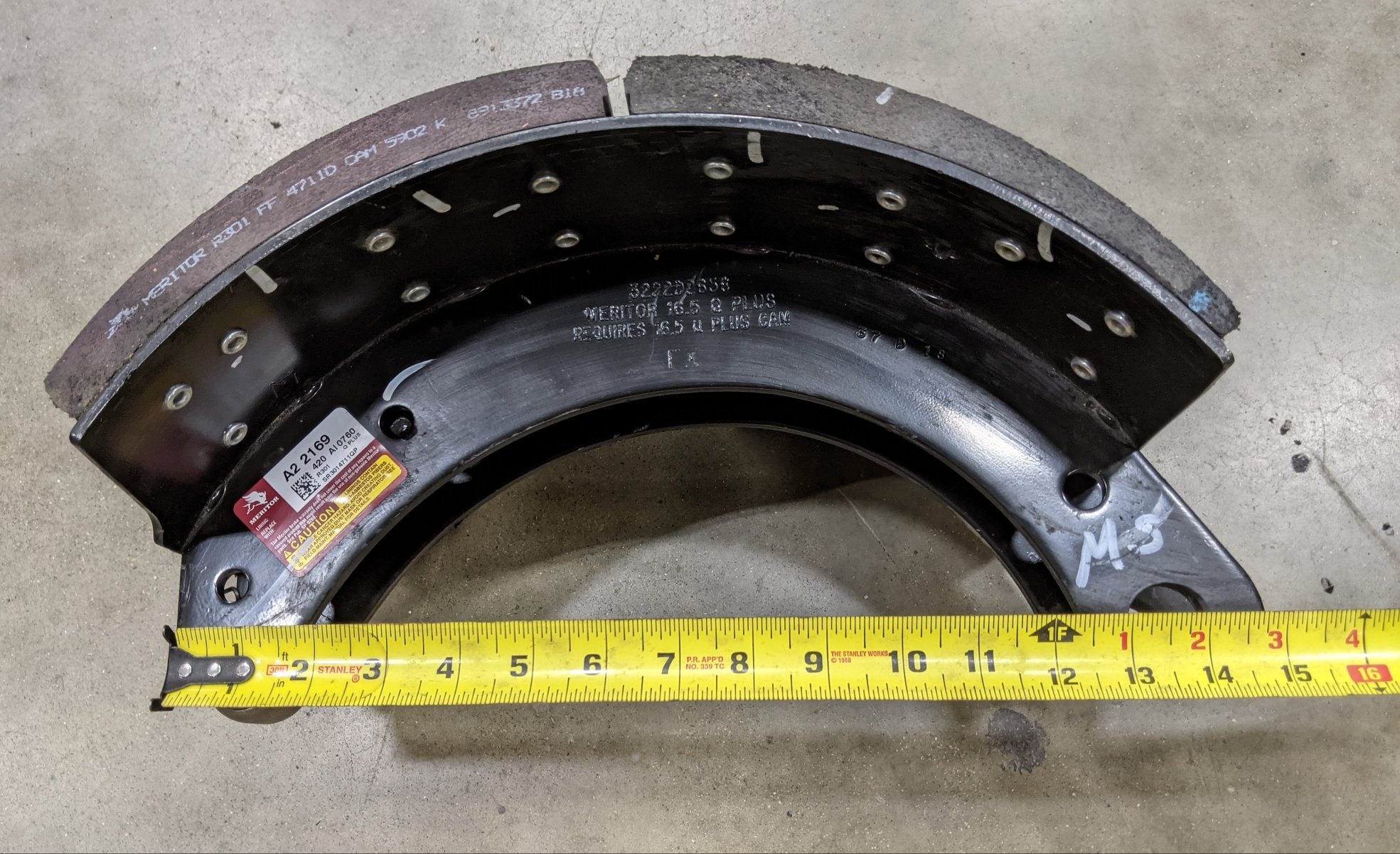 New Take Off *4 Sets* Meritor 16.5 4711QP 8 ⅝ Brake Shoe Kits- P/N SR3014711QP (9535025217852)