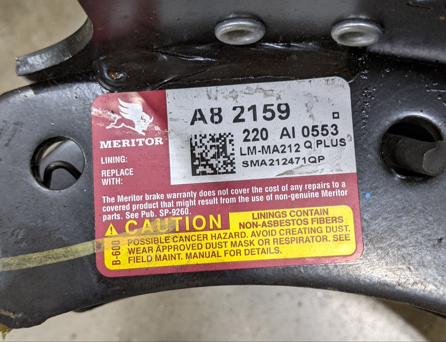*New Take Off *2 Sets* Meritor 15" 4710QP 8 ⅝ Brake Shoe Kits- P/N SMA2124710QP (9536944472380)